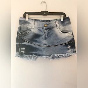 Women's Krypton Large Wash Distressed A-Line Denim Jean Skirt sz 44 / 12 us